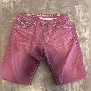 Rock Revival Jeans Men size 40 Mike straight maroon red Stitch Embellished